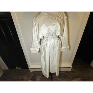 Worthington Essentials Size 12P Women's Trench Coat Jacket White Excellent Vtg